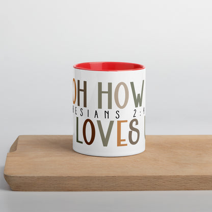 Oh How He Loves Us Mug with Color Inside