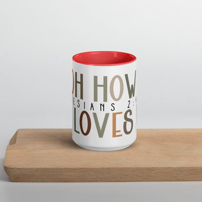 Oh How He Loves Us Mug with Color Inside