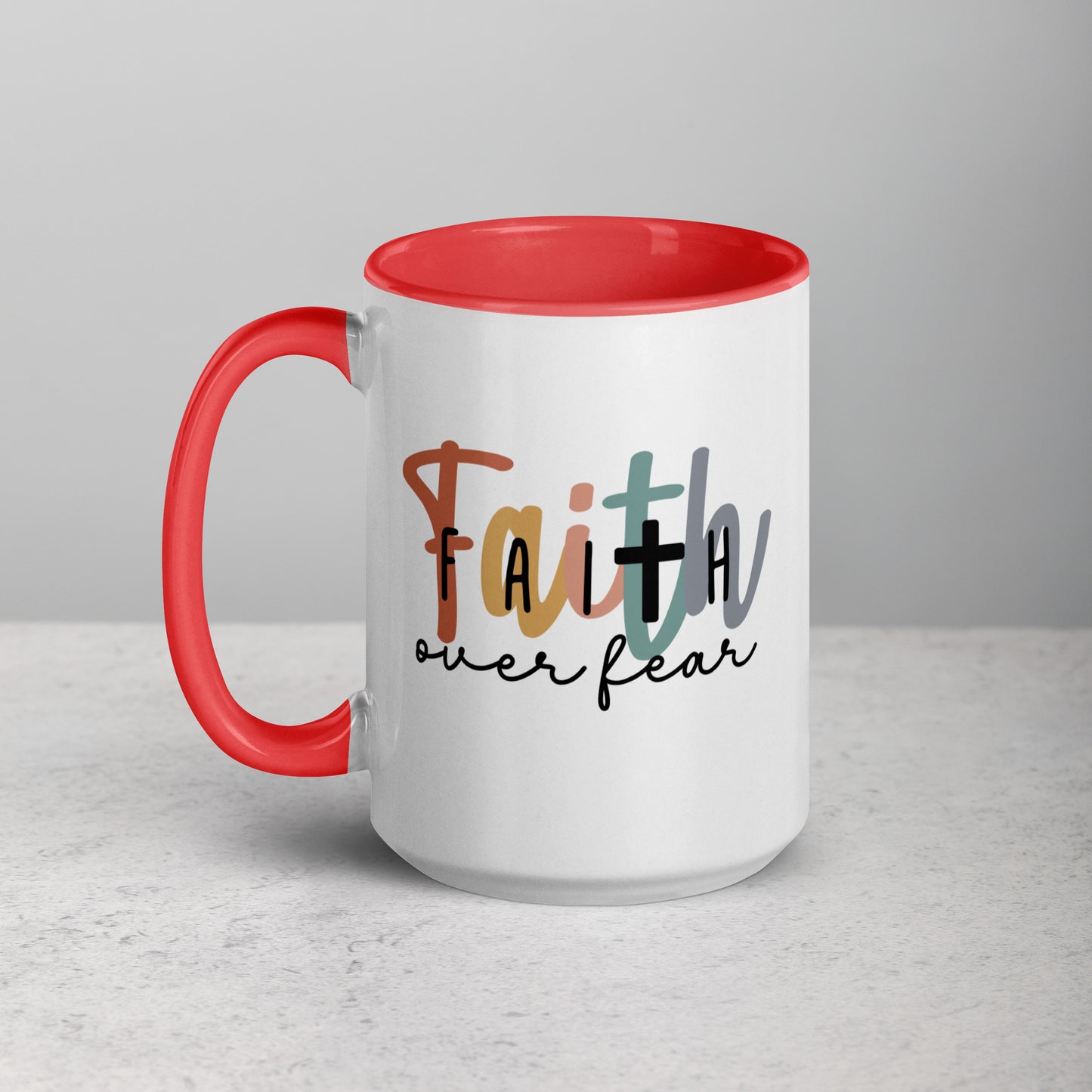 Faith over Fear Mug with Color Inside