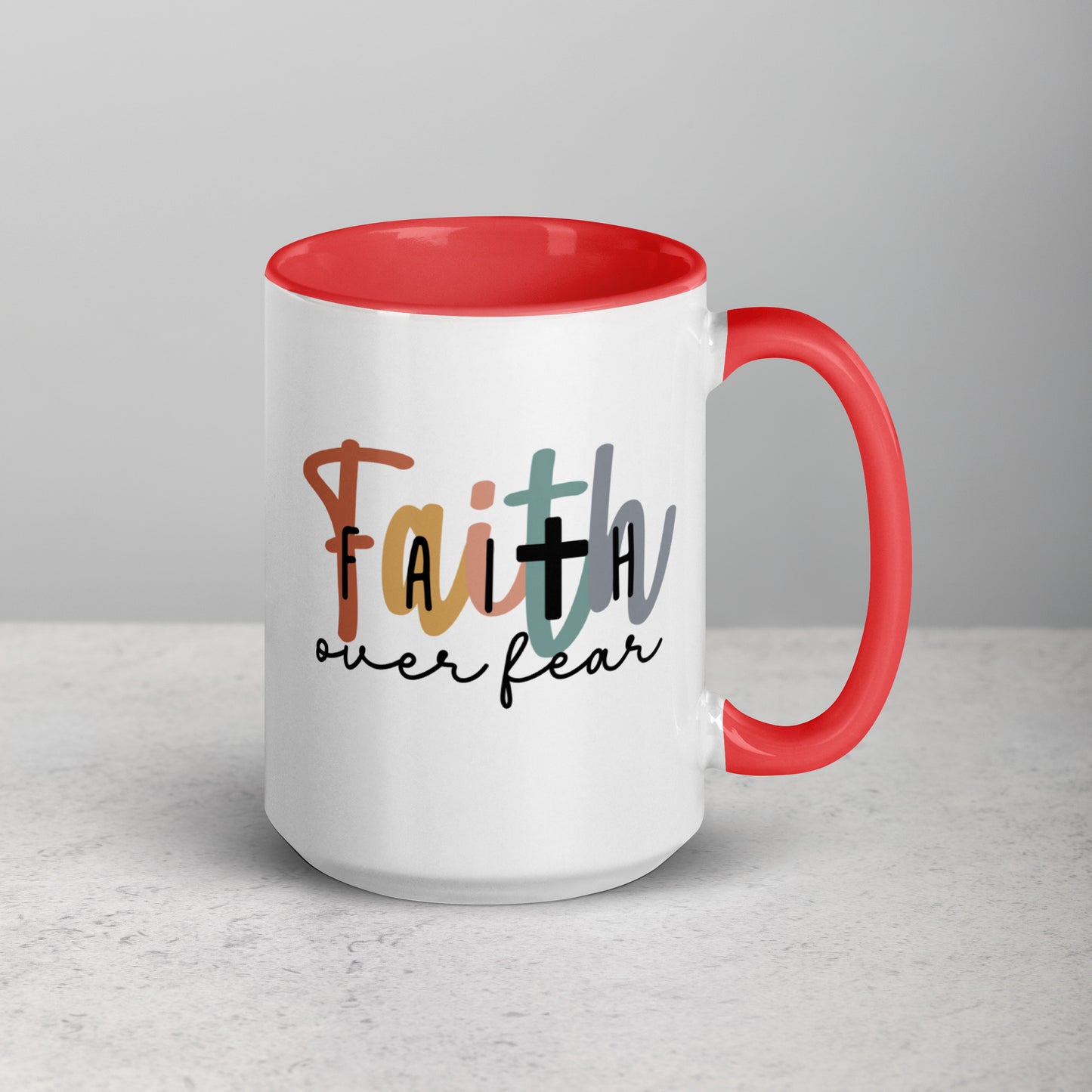 Faith over Fear Mug with Color Inside