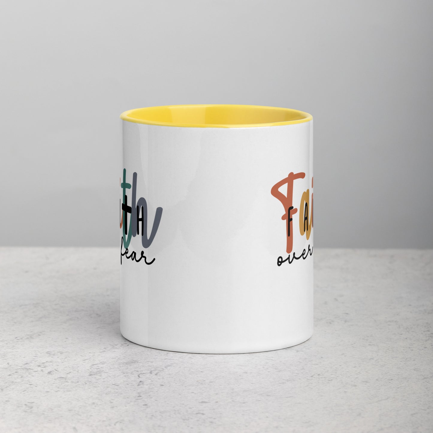 Faith over Fear Mug with Color Inside