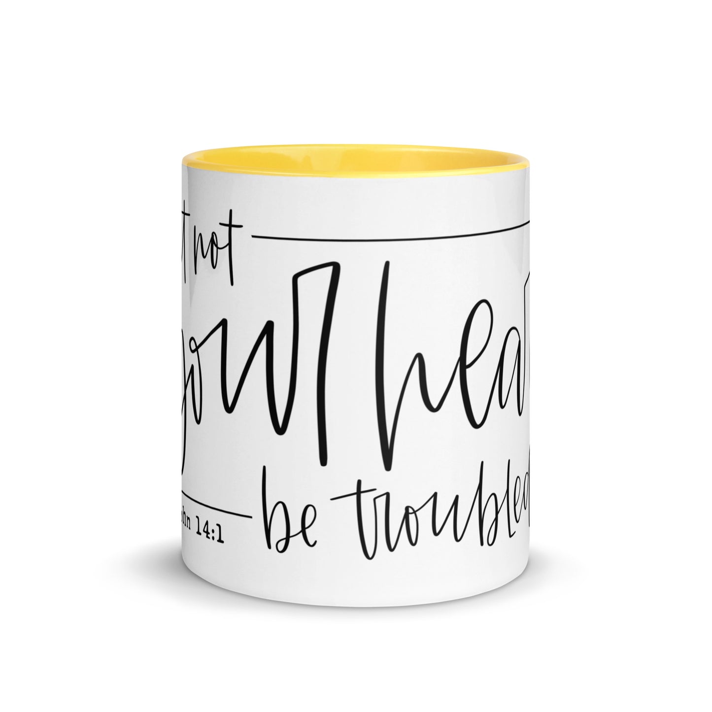 Let Not Your Heart Be Troubled Mug with Color Inside