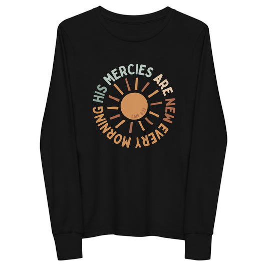 His Mercies are New Every Morning (Color) Youth Long Sleeve Tee