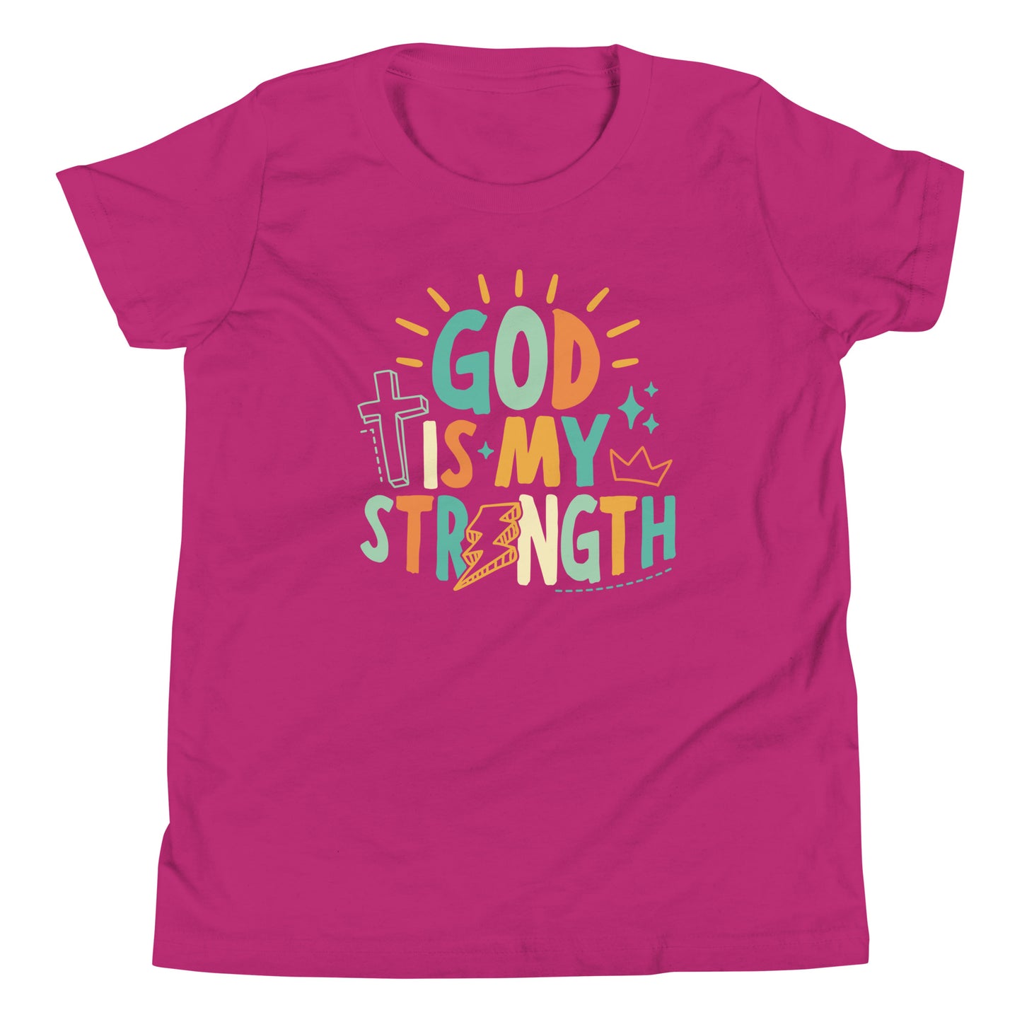 God is my Strength Youth Short Sleeve T-Shirt