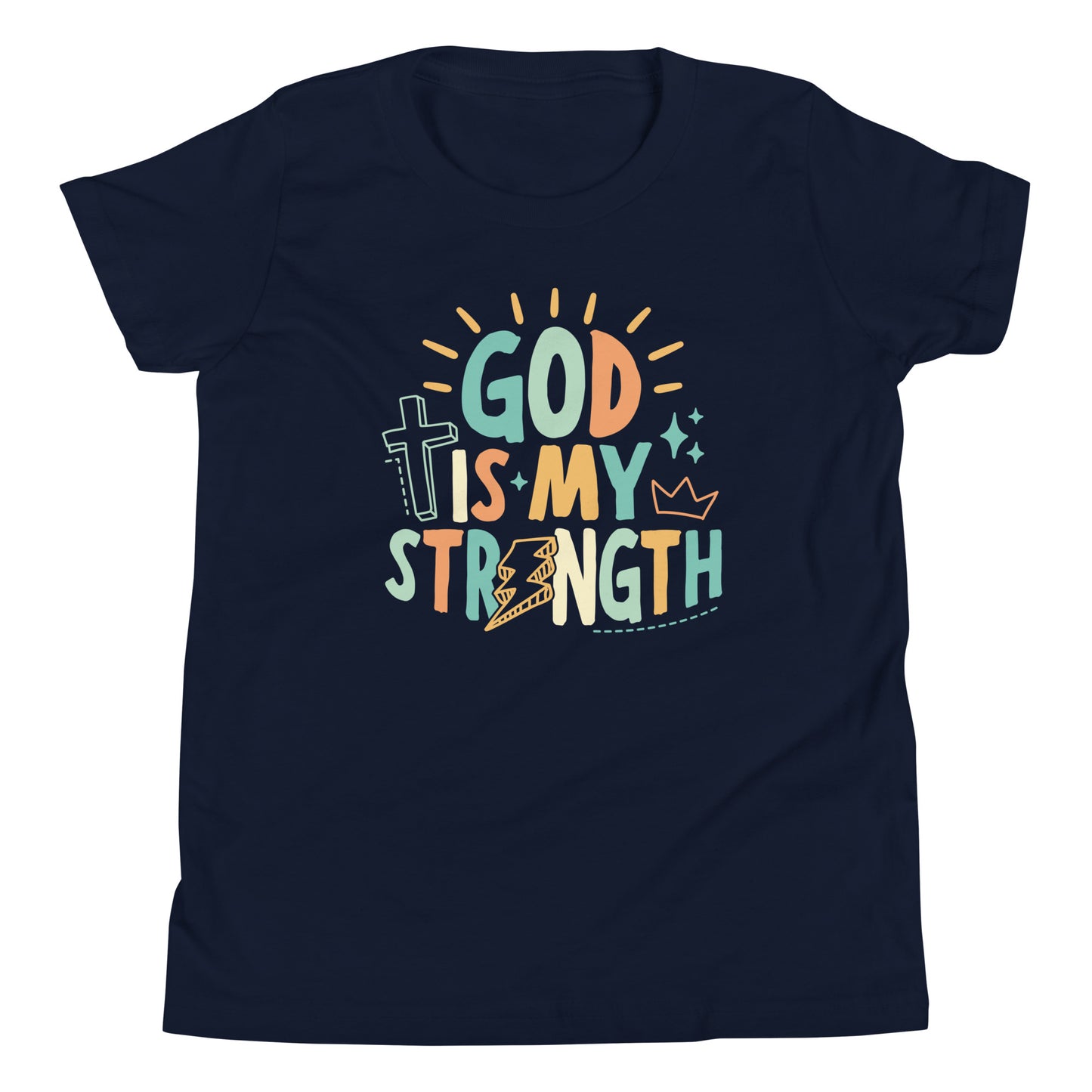 God is my Strength Youth Short Sleeve T-Shirt