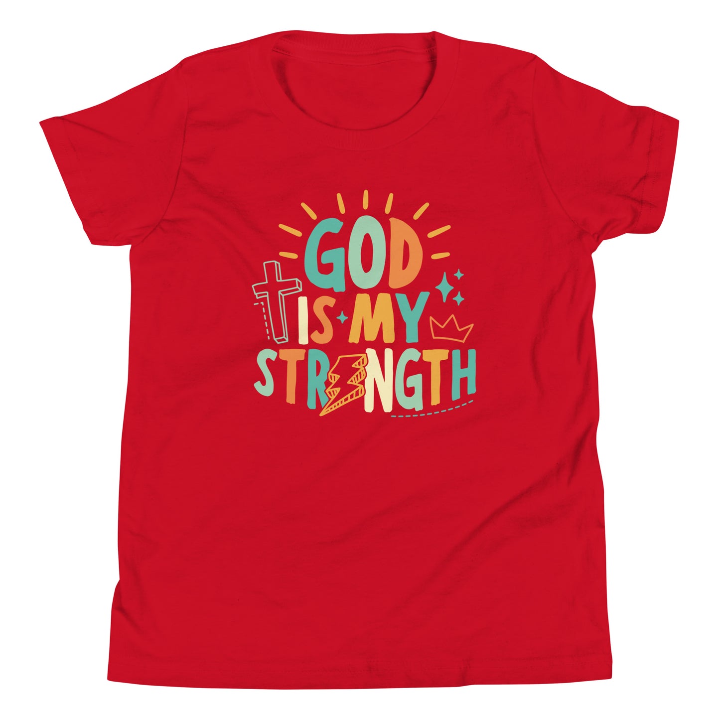 God is my Strength Youth Short Sleeve T-Shirt